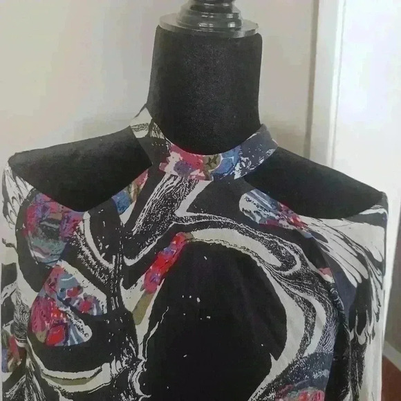 Free People Womens Drift Away Black Print Cold Shoulder Tunic Dress/ Top S - Picture 9 of 15